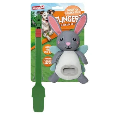 Image of Rosewood Flingerz Rabbit Dog Toy Launcher Interactive Fetch Flinger for Active Dogs, Durable and Entertaining