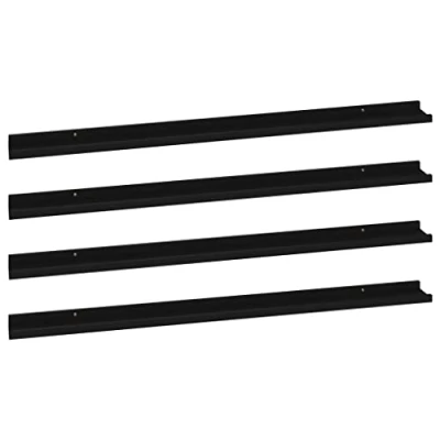 Image of vidaXL Wall mounted Shelves in Black Set of 4, Perfect for Living Room, Bedroom, Office, Made from Durable MDF, 115x9x3 cm