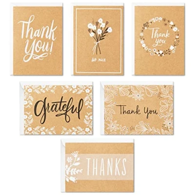 Image of Hallmark Thank You Cards Assortment, Rustic Kraft (48 Notes with Envelopes)