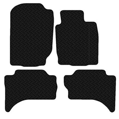 Image of Carsio Car Mats For Mitsubishi L200 2015 onwards 3mm 4pc Set Tailored Fit Rubber Floor Mat Complete Accessory Black Custom Fitted Anti Slip Backing, Heavy Duty &amp; Waterproof