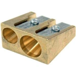 Image of Mobius + Ruppert (M+R) Brass Artists Pencil Sharpener choose from 4 shapes! Made in Germany finest the world! (603 Double Wedge)