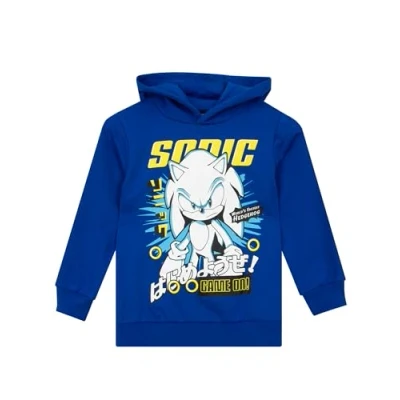 Image of Sonic THE HEDGEHOG Hoodie Boys Jumper Merchandise Gaming Gifts Blue 9 10 Years