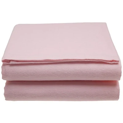 Image of Cot Flat Flannelette Sheets (Pink) 6031PK