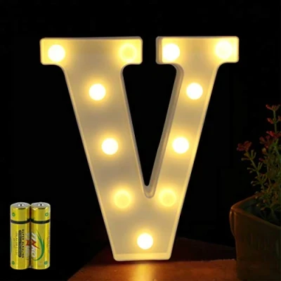Image of HONPHIER® Letter Lights Decorative LED Alphabet Marquee Decoration Light Up Sign Night Battery Operated for Birthday Party Wedding Receptions Holiday Bar Home Bedroom Bath Decor (V)
