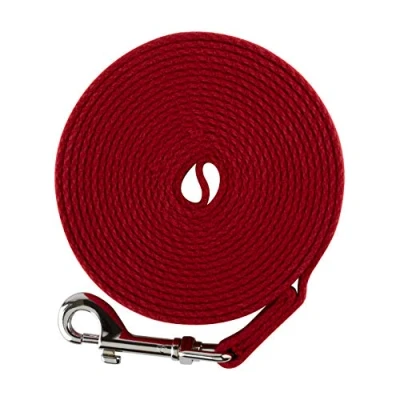 Image of Mikki Dog, Puppy Recall Training Line Lead Cotton Webbing Lightweight Walking Leash 15FT/4.5M Long, Black