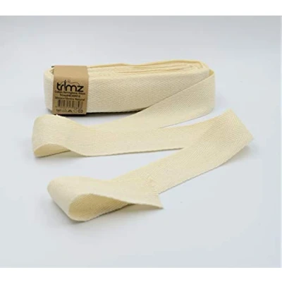 Image of Trimz 100% Cotton Herringbone Tape, Natural, 30mm x 10m