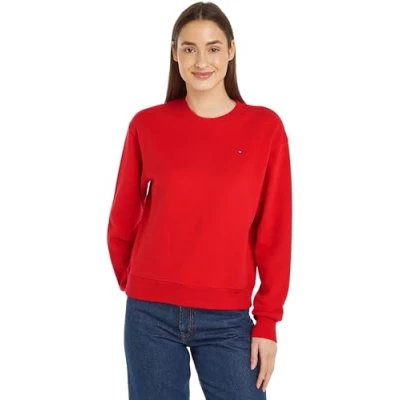 Image of Tommy Hilfiger Women&#039;s REG FLAG ON CHEST SWTSHRT Fierce Red XS