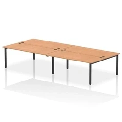 Image of Impulse Bench B2B 4 Person 1800 Black Frame Office Desk Oak