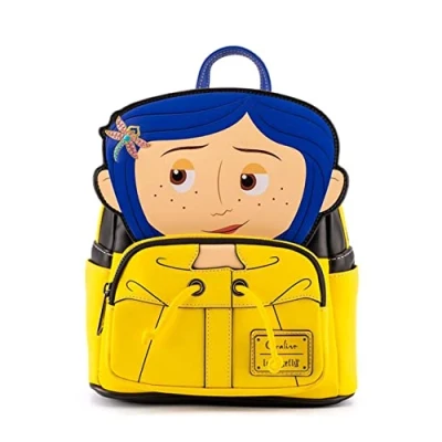 Image of Loungefly Laika Coraline Raincoat Cosplay Women&#039;s Double Strap Shoulder Bag Purse, COBK0012, One Size, Multi