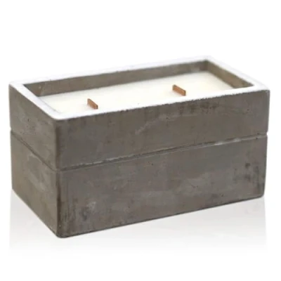 Image of Ancient Wisdom Large Wooden Wick Soy Candle in Concrete Clove and Dark Sandal