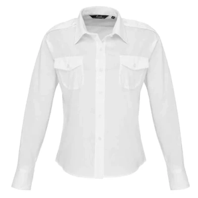 Image of Premier Womens/Ladies Long Sleeve Pilot Shirt (20) (White)