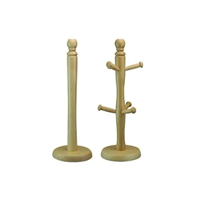 Image of Apollo Housewares Beech Mugtree and Towel Holder, Natural Wood