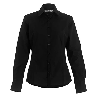 Image of Kustom Kit Womens/Ladies Long Sleeve Business/Work Shirt (12) (Black)