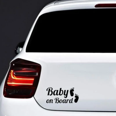 Image of Autodomy Baby on Board Feet 2 Units Sticker for Car Guaranteed Visibility Sign Outside Rain and Sun Resistant (Black)