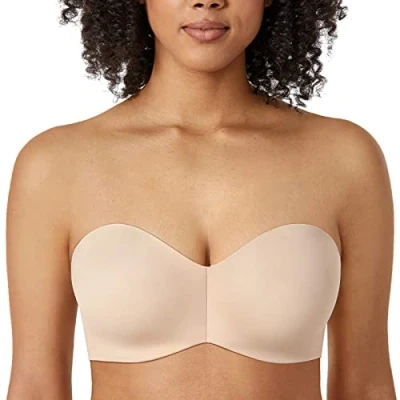 Image of Delimira Women&#039;s Strapless Bras Silicone Free Minimiser Bra Underwire Non Padded Bandeau Beige 36E