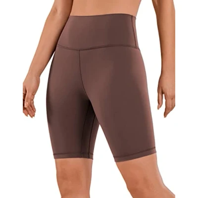 Image of CRZ Yoga Women&#039;s Naked Feeling 8&#039;&#039; Gym Shorts High Waisted Cycling Workout Running Spandex Taupe 14