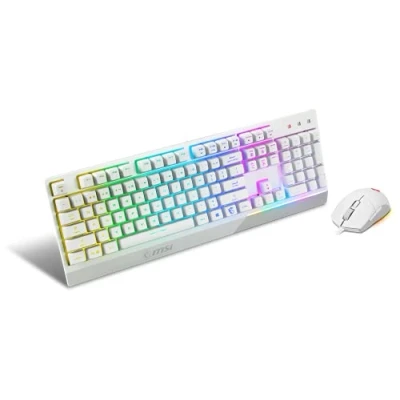 Image of MSI VIGOR GK30 COMBO WHITE UK RGB MEMchanical Gaming Keyboard + Clutch GM11 Mouse &#039; Layout, 6 Zone Lighting Keyboard, Dual Mouse, 5000 DPI Optical Sensor, Center&#039;