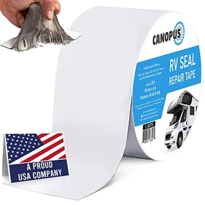 Image of CANOPUS Long Lasting RV Tape Caravan Sealant White Butyl Tape, Rubber Sealant, Seal for Punctures, Motorhome, (10 cm x 6 m)