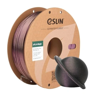 Image of eSUN Dual Color PLA Filament 1.75mm, ePLA Magic Glitter 3D Printer Filament, Dimensional Accuracy +/ 0.05mm, 1KG Spool (2.2 LBS) for Printers, Dark Twinkling Purple