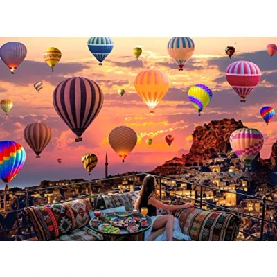 Image of Running man Jigsaw Puzzles for Adults 1000, Hot Air Balloon Puzzle, Decompressing Intellectual Educational Toy Good Gift Kids, Home Decor…