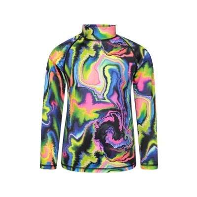 Image of Mountain Warehouse Kids Rash Vest UV Protection Guard, Long Sleeves Childrens Shirt, Flat Seams, Quick Drying, Stretch Fabric Ideal for Swimming, Black Teen Size 13 Years