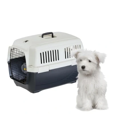 Image of Ferplast Cat Carrier CLIPPER 3, Dog Carrier, IATA Approved Travel Crate, Pet for Small Dogs and Cats max 15 Kg, Car Travel, Airline, Train, 64 x 43 h cm, Steel Door, Secure Closure
