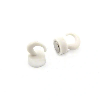 Image of Magnet Expert® White Plastic Mini Magnetic Hooks 1kg Pull ( 12mm dia x 20mm tall ) Pack of 100