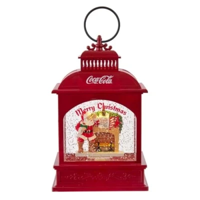 Image of Coca Cola Kurt S. Adler 9 Inch Battery Operated LED Coke Santa Lantern Waterglobe, multi