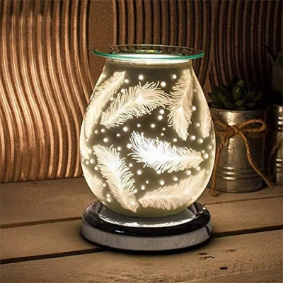 Image of The Leonardo Collection Desire Aroma Lamp Satin Finish Feathers Design
