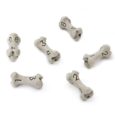 Image of D6 Dice Set of Six 6 Sided Skull &amp; Bone Themed RPG Dice. Cool Unique Gift for Dungeons Dragons (DND), Warhammer, D&amp;D, Pathfinder, D and D. (Cleaned White)