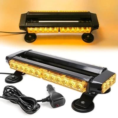 Image of ROUTEKING 30LEDs Flashing Beacon Light Recovery Warning Strobe Lighting Bar IP65 with 4 Magnetic Base 7 Flash Patterns for 12V/24V Emergency vehicles Car Trailer Roof (Amber)