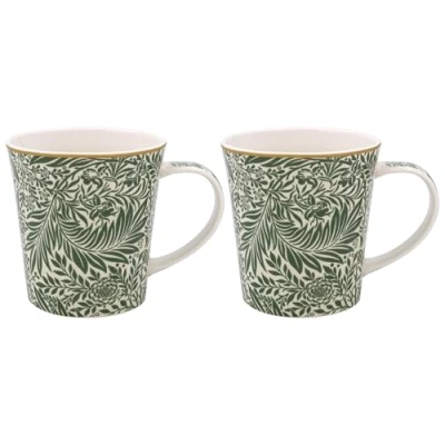 Image of Lesser &amp; Pavey William Morris Larkspur Leaves Lovely Floral Foliage Design Ceramic Mug Set of 2 or 4 Matching Mugs with Gift Box (2)