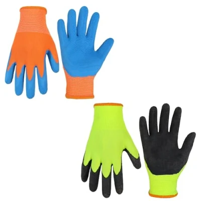 Image of HANDLANDY 2 Pairs Kids Garden Gloves for age 3, 4 5, 6 13, Foam Rubber Coated Gardening and Work Girls Boys（2XS,age 5 7）