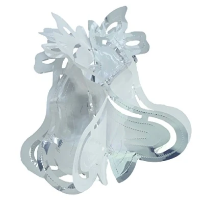 Image of 30cm Silver and White Foil Bell Christmas Decoration Indoor Decorations