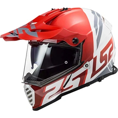 Image of LS2 Pioneer Evo Motorcycle Helmet. Off Road, Trail, Adventure, MX Motorbike MX436. Evolve Red/White/Grey. S