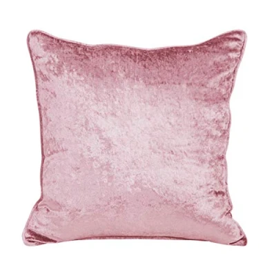 Image of HOMESCAPES Pink Crushed Velvet Cushion Cover 60 x cm Square Modern Scatter Sofa Bed