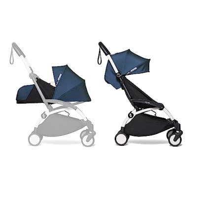 Image of BABYZEN YOYO2 Complete Stroller Includes Air France Blue 0+ Newborn Pack, White Frame &amp; 6+ Color Pack Suitable for Children Up to 22 kg