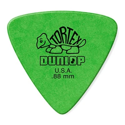 Image of Dunlop 431R.88 Tortex Triangle, Green.88mm, 72/Bag
