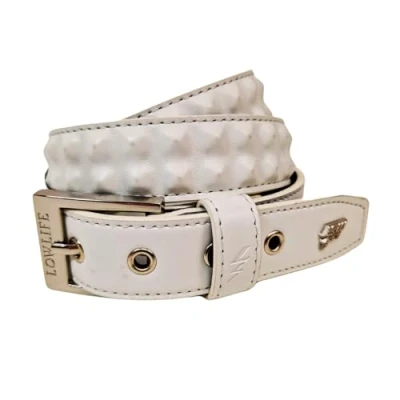 Image of Lowlife Cover Up Slim Leather Belt in White
