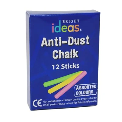Image of Bright Ideas PK12 8cm Assorted Colour Chalk Sticks, and Bold Coloured Sticks for Writing Fun on Blackboards, Chalkboard Signs, Slate School, BI8017.