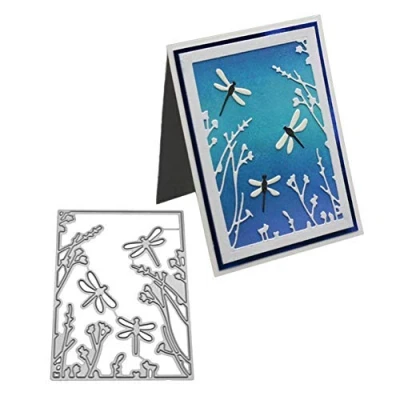 Image of Cutting Dies Embossing DIY ，Dragonfly Plant Metal Scrapbooking Paper Cards Craft Stencil Silver…