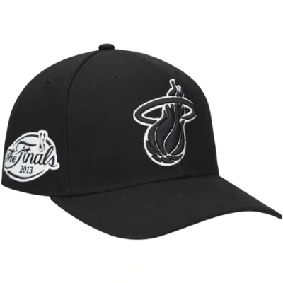 Image of Mitchell &amp; Ness Miami Heat Panda Pro Snapback Adjustable Hat Cap Black, One size