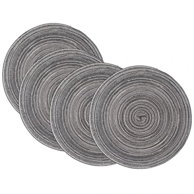 Image of SCF2017 Set of 4 Round Woven Cotton Yarn Placemats 30cm Table Mats(Black)
