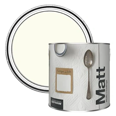 Image of Rust Oleum Colours Matt Emulsion Wall and Ceiling Paint Antique White 2.5L