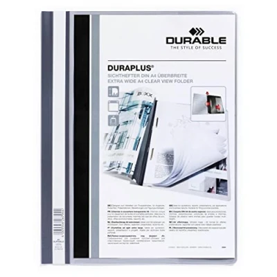 Image of Durable DURAPLUS Presentation Folder Pack of 25 A4 Grey Folders Ideal for Storing Presentations, Invoices, Quotations, School Work &amp; More