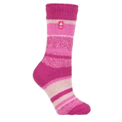 Image of HEAT HOLDERS Ladies Thermal Winter Warm Original Twist Stripe Socks (Provence Berry)