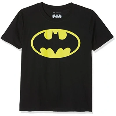 Image of DC Comics Boy&#039;s Batman Logo T Shirt, Black, 7 8 YEARS