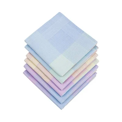 Image of HOULIFE Ladies 100% 60S Cotton Handkerchiefs Womens Soft Checkered Pattern Hankies for Wedding Party 6/12 Pieces 17x17/43x43cm