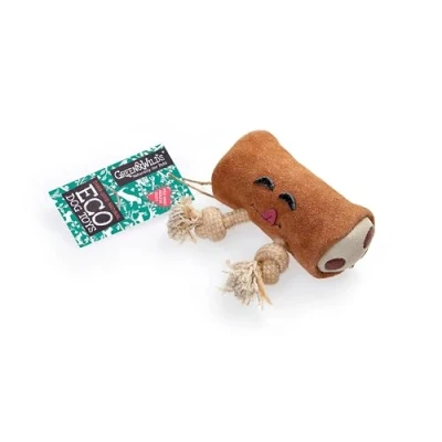 Image of Green &amp; Wilds Eco Friendly Natural Dog Toy Pam Au Chocolat Suede Jute Sustainable Food Shaped Chew