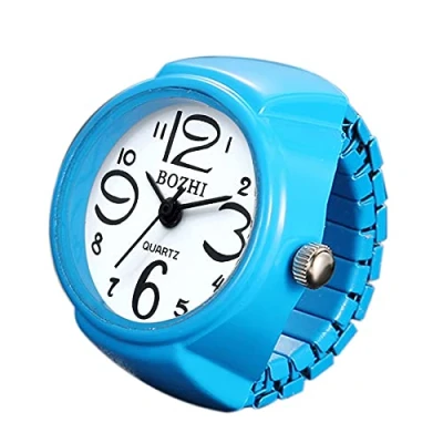 Image of JewelryWe Men Women Finger Watch Round Analog Quartz Ring Watches, Adjustable Size